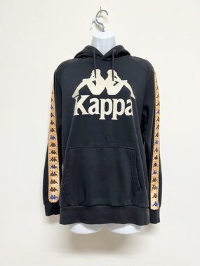 Kappa Mens Black Orange Printed Omino Logo 222 Banda Hurtado 3 Hoodie Size M